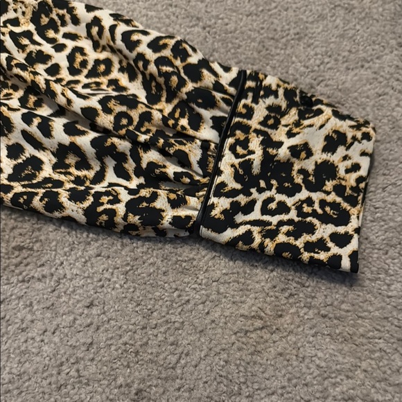 Essentials by ABS Leopard Print Top with Black Leather Trim - Picture 6 of 10